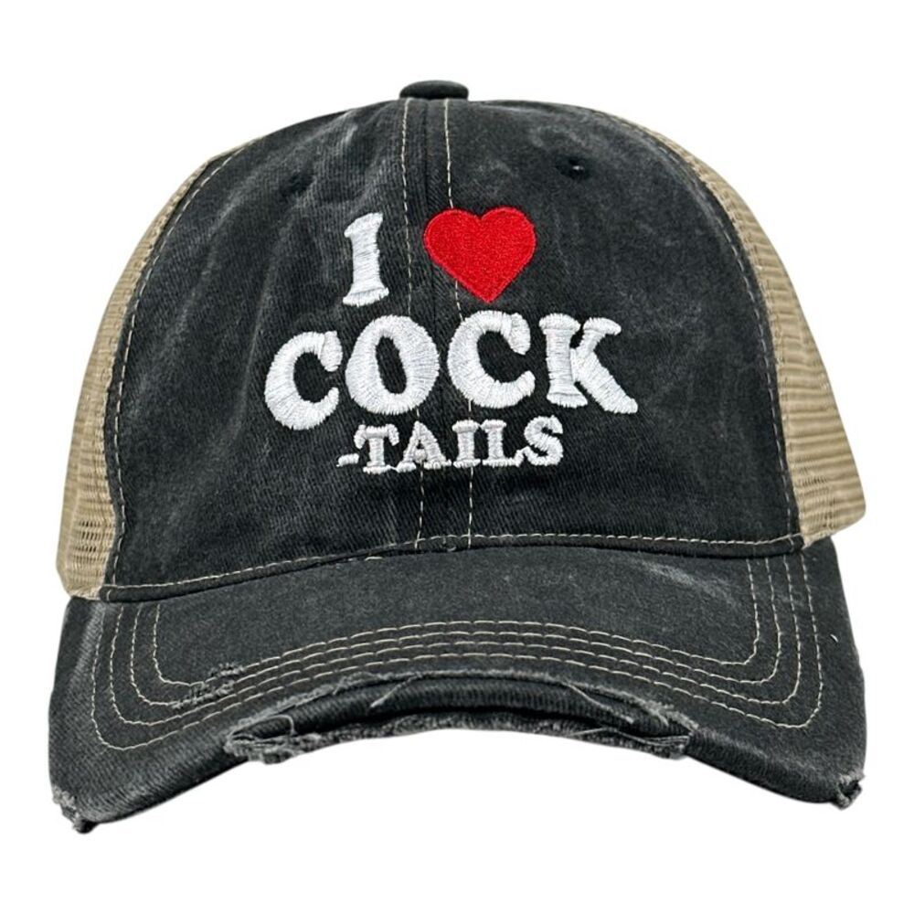I Heart  Tails Hat Funny Sarcastic Drinking Joke Graphic Novelty Cap